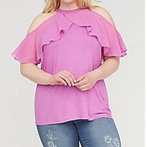 NWT Lane Bryant  26/28 Pink Blouse w/ Ruffles